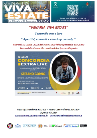 Extra Live 12 luglio Stefano Gorno