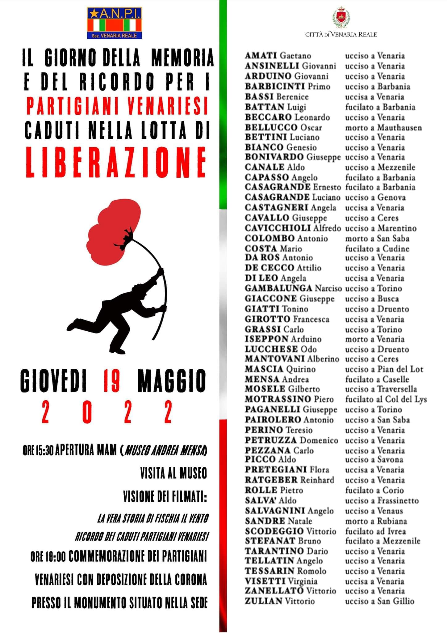 Il giorno della memoria e del ricordo per i partigiani venariesi 