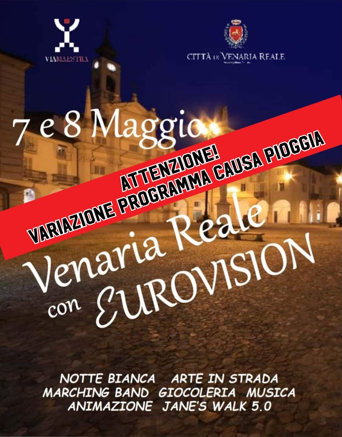 Variazione programma Venaria Reale con Eurovision