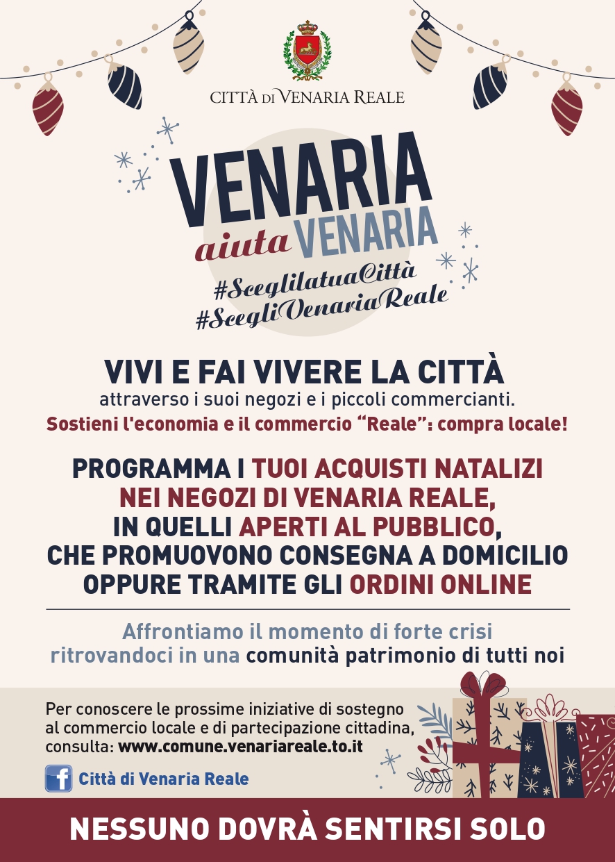 #VenariaAiutaVenaria: vivi e fai vivere la città attraverso i suoi negozi ed i piccoli commercianti