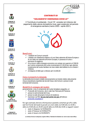  C.I.S.S.A. - Contributi di "Solidarietà Emergenza Covid 19"