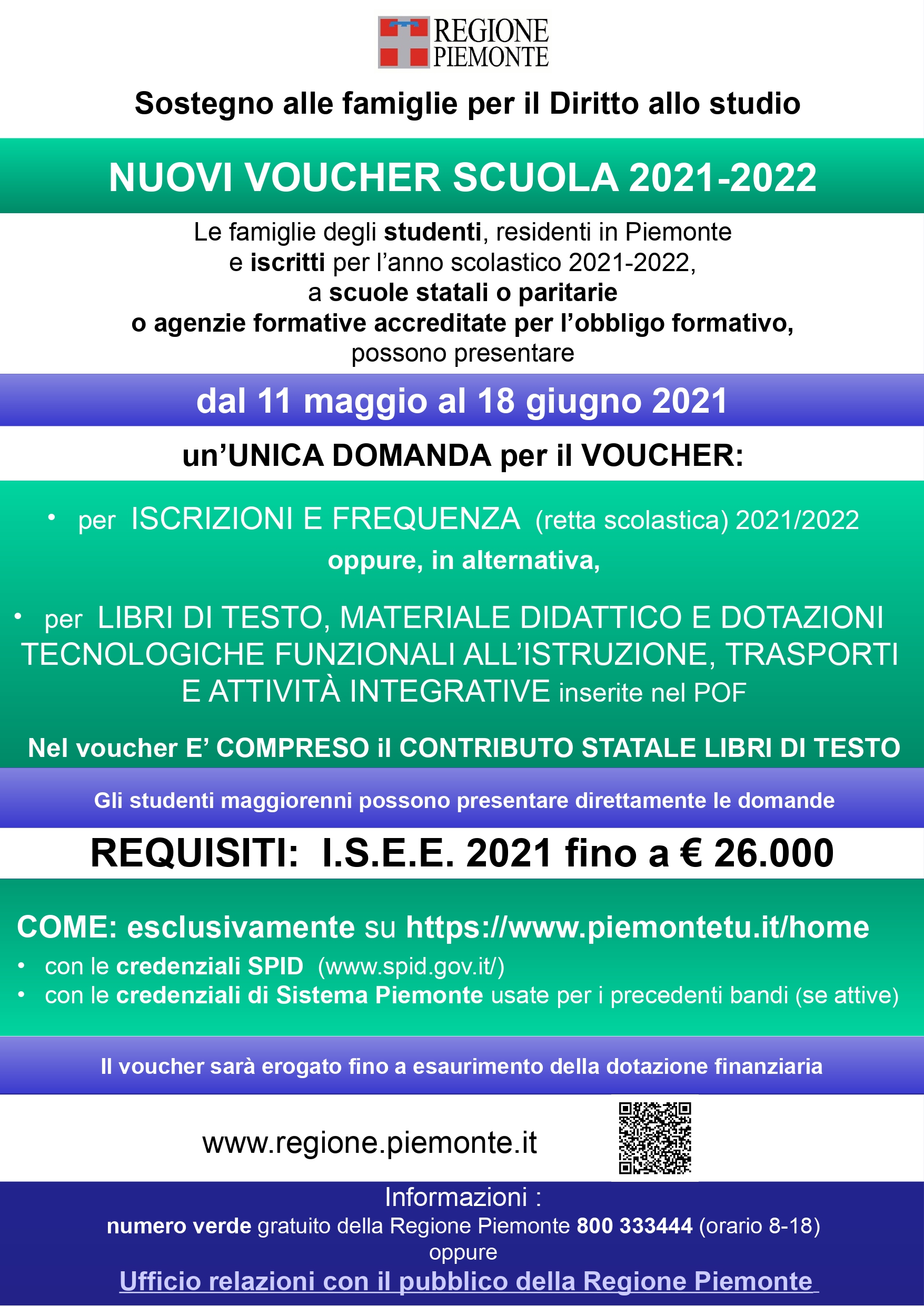Apertura Bando per il Voucher Scuola 2021-2022